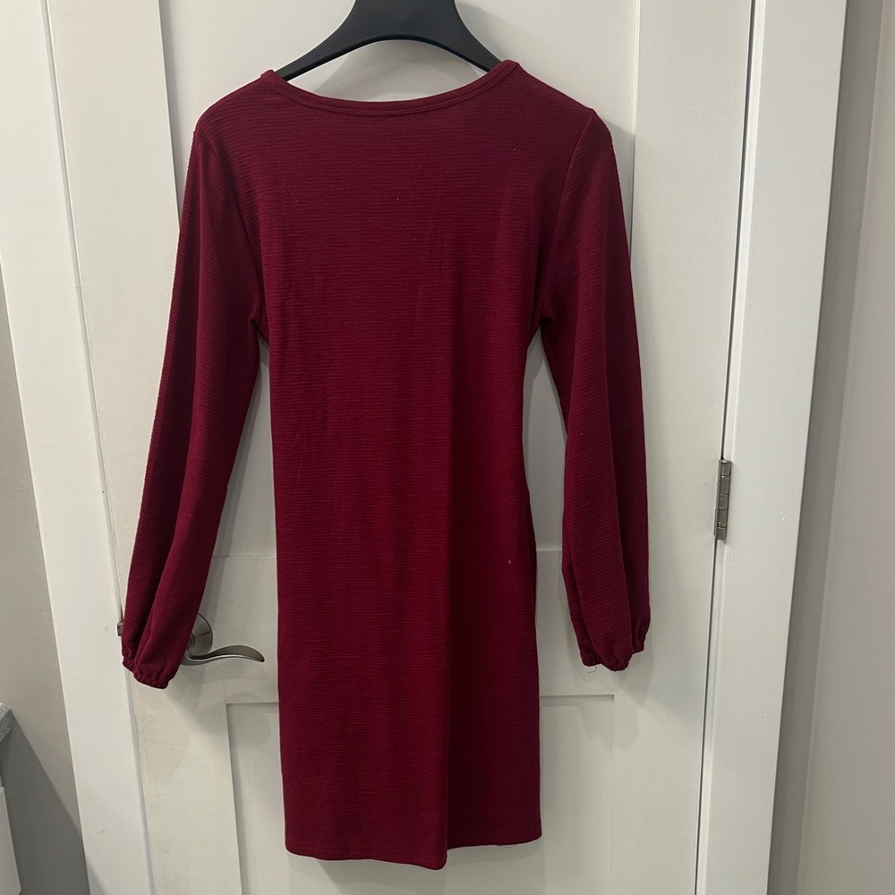 Amazon Elegant Burgundy Long Sleeve Dress - Picture 4 of 4